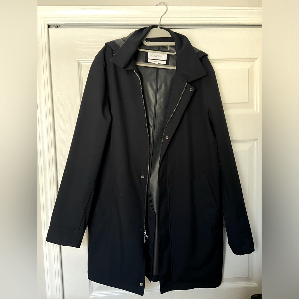 Women Dark Blue Calvin Klein Rain Coat SIze L